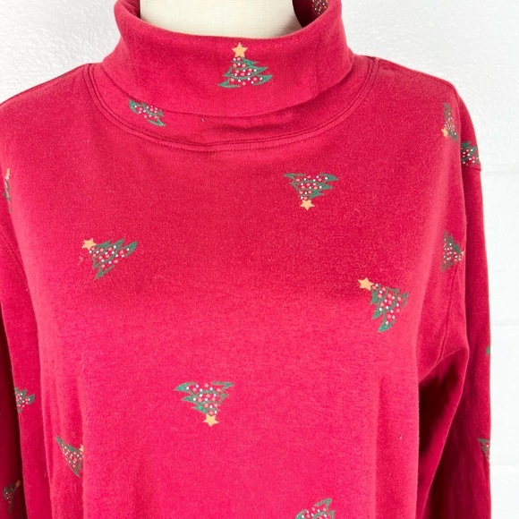 Christmas Turtleneck size XXL red Trees Holidays festive - Picture 3 of 5